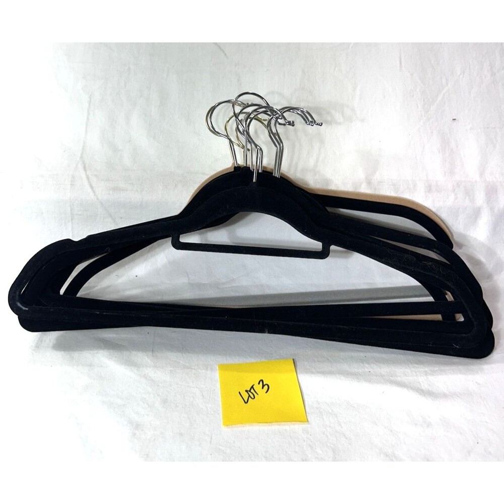 12 Black Velvet Flocked Non Slip Clothes Hangers Standard Size Slim Closet LOT#3